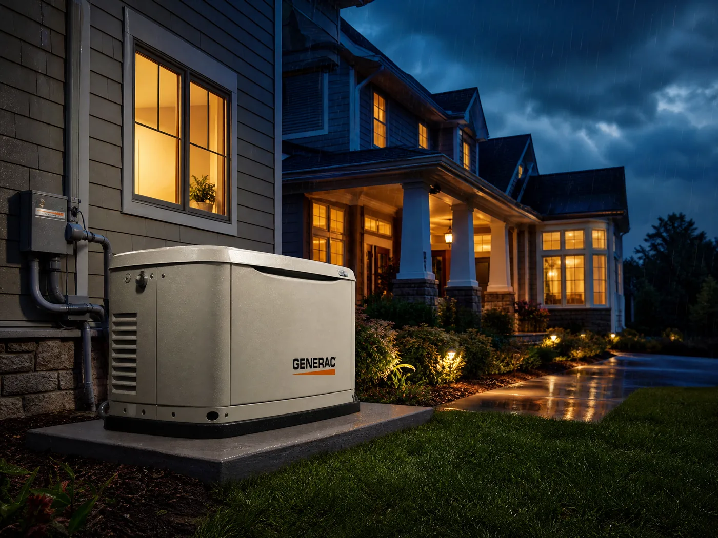 Whole-home standby generator installed beside a house near Rolla MO