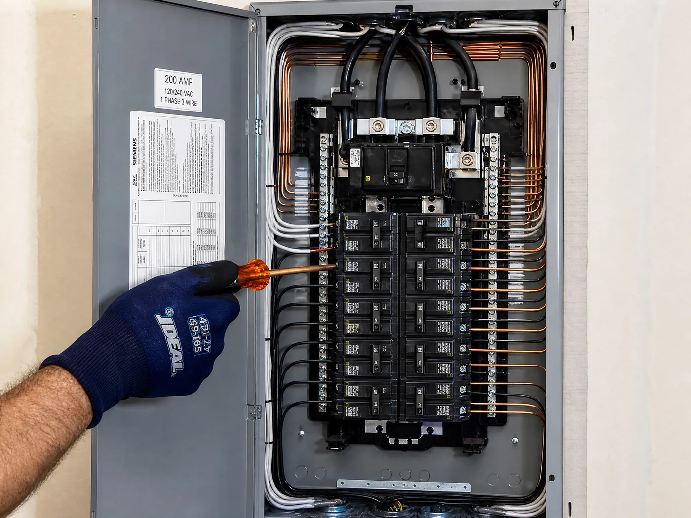 New 200-amp electrical panel upgrade with organized breakers in Rolla MO